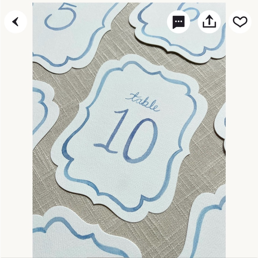 Elegant White and Blue Table Number Cards